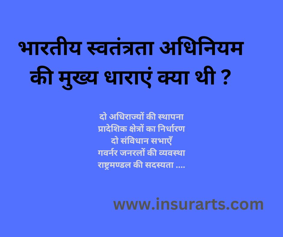 bhartiya swatantrata adhiniyam 1947 ki dharayen